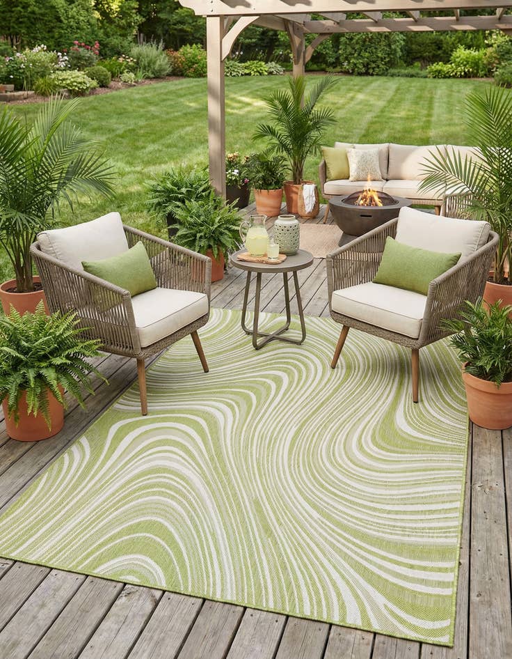 Detail image of 7' 10 x 11'  Washable Modern Indoor / Outdoor Rug