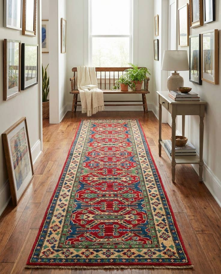 Detail image of 2' 8 x 9' 8 Hand Knotted Kazak Runner Rug