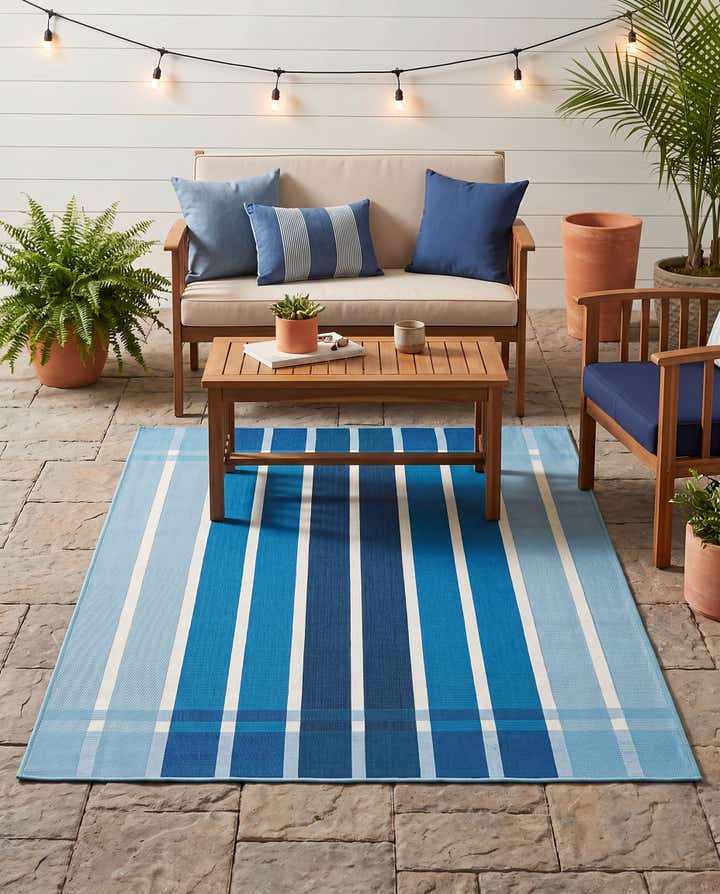 125cm x 185cm Facile à nettoyer Striped Tapis Intérieur / Extérieur
