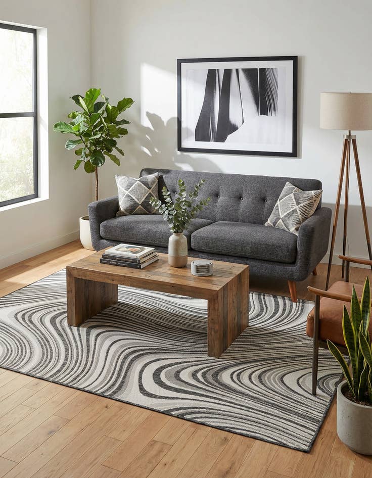 Detail image of 5' 3 x 8' Easy-Clean Modern Indoor / Outdoor Rug