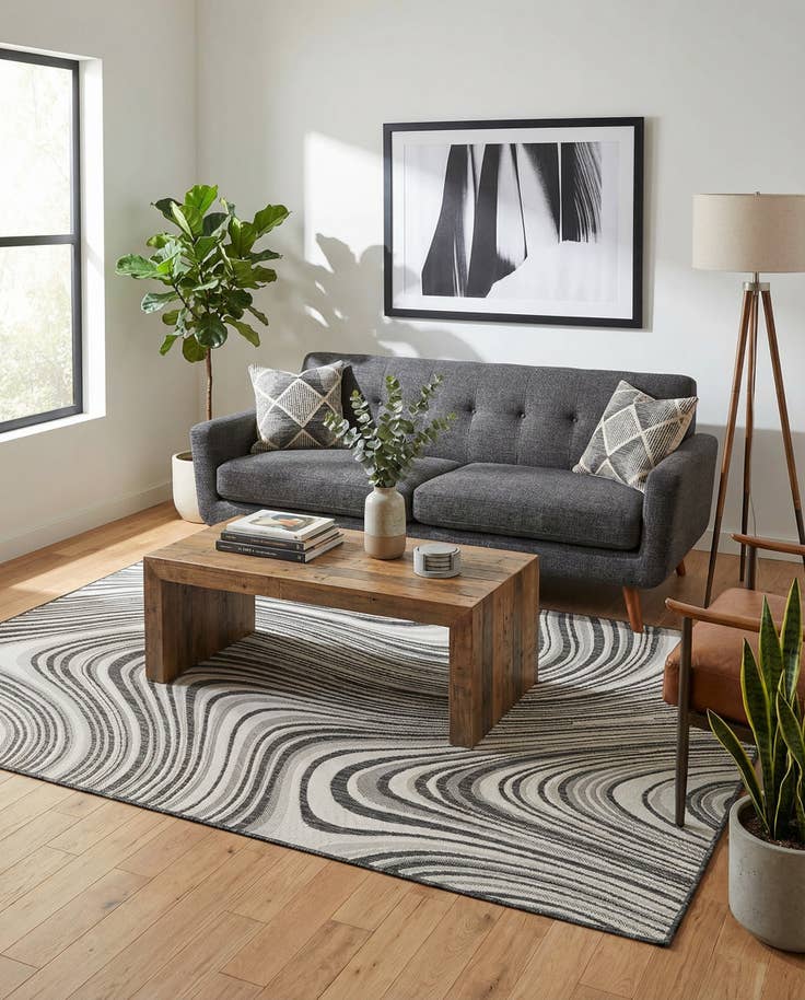 Detail image of 5' 3 x 8' Easy-Clean Modern Indoor / Outdoor Rug