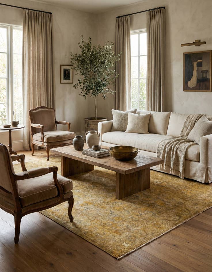 Detail image of 6' 3 x 9' 6  Hand Knotted Ultra Vintage Persian Wool Rug