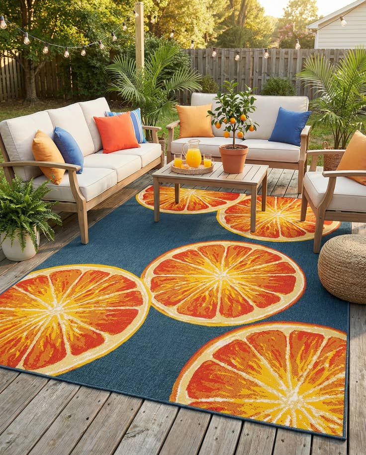 Detail image of 7' 10 x 10' Easy-Clean Modern Indoor / Outdoor Rug