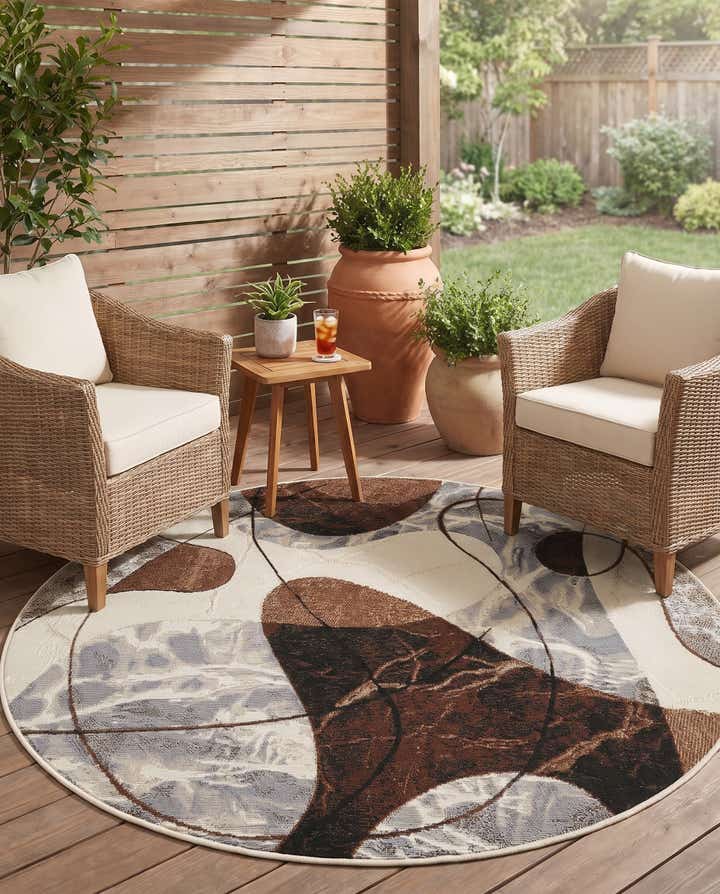 4' x 4' Easy-Clean Modern Indoor / Outdoor Round Rug