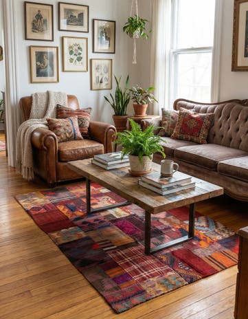 4' x 6' Hand Woven Kilim Patchwork Wool Rug
