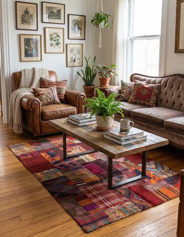 4' x 6' Hand Woven Kilim Patchwork Wool Rug
