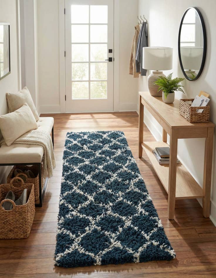 Detail image of 2' 7 x 10' Trellis Shag Runner Rug