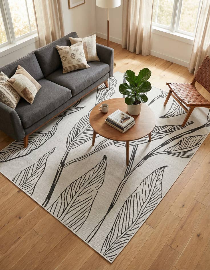 Detail image of  7' x 10'  Washable Botanical Indoor / Outdoor Rug