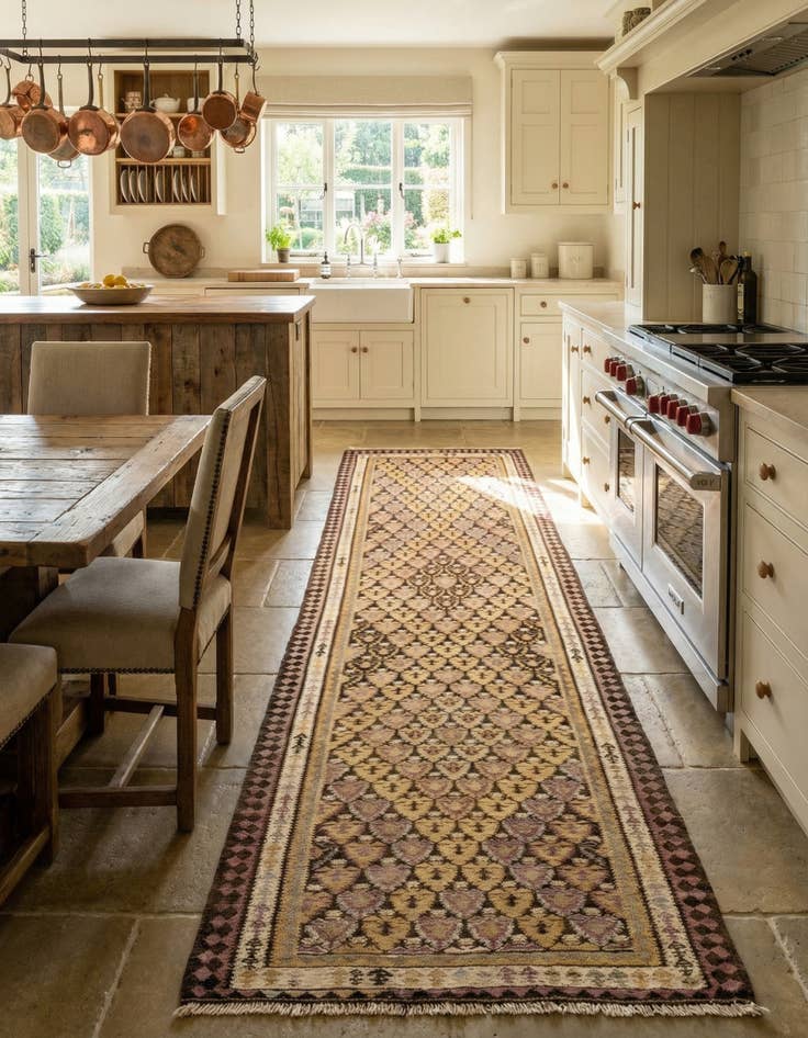 Detail image of 3' 7 x 10' 6  Hand Woven Kilim Fars Wool Runner Rug