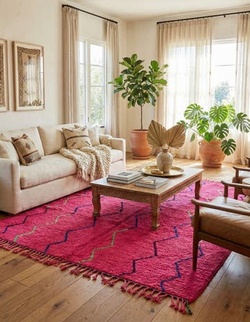 7' 3 x 9' 1 Hand Knotted Moroccan Wool Rug