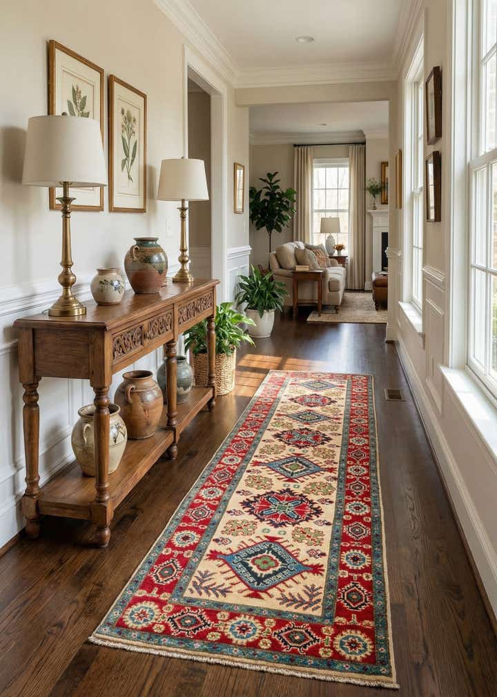 2' 7 x 9' 8 Hand Knotted Kazak Runner Rug