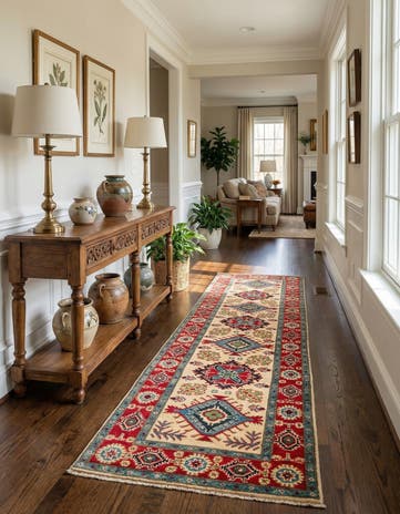 2' 7 x 9' 8 Hand Knotted Kazak Runner Rug