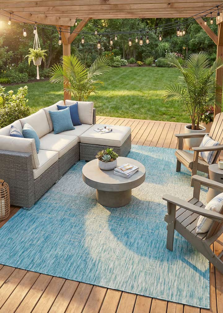 7' 10 x 11' Easy-Clean Modern Indoor / Outdoor Rug