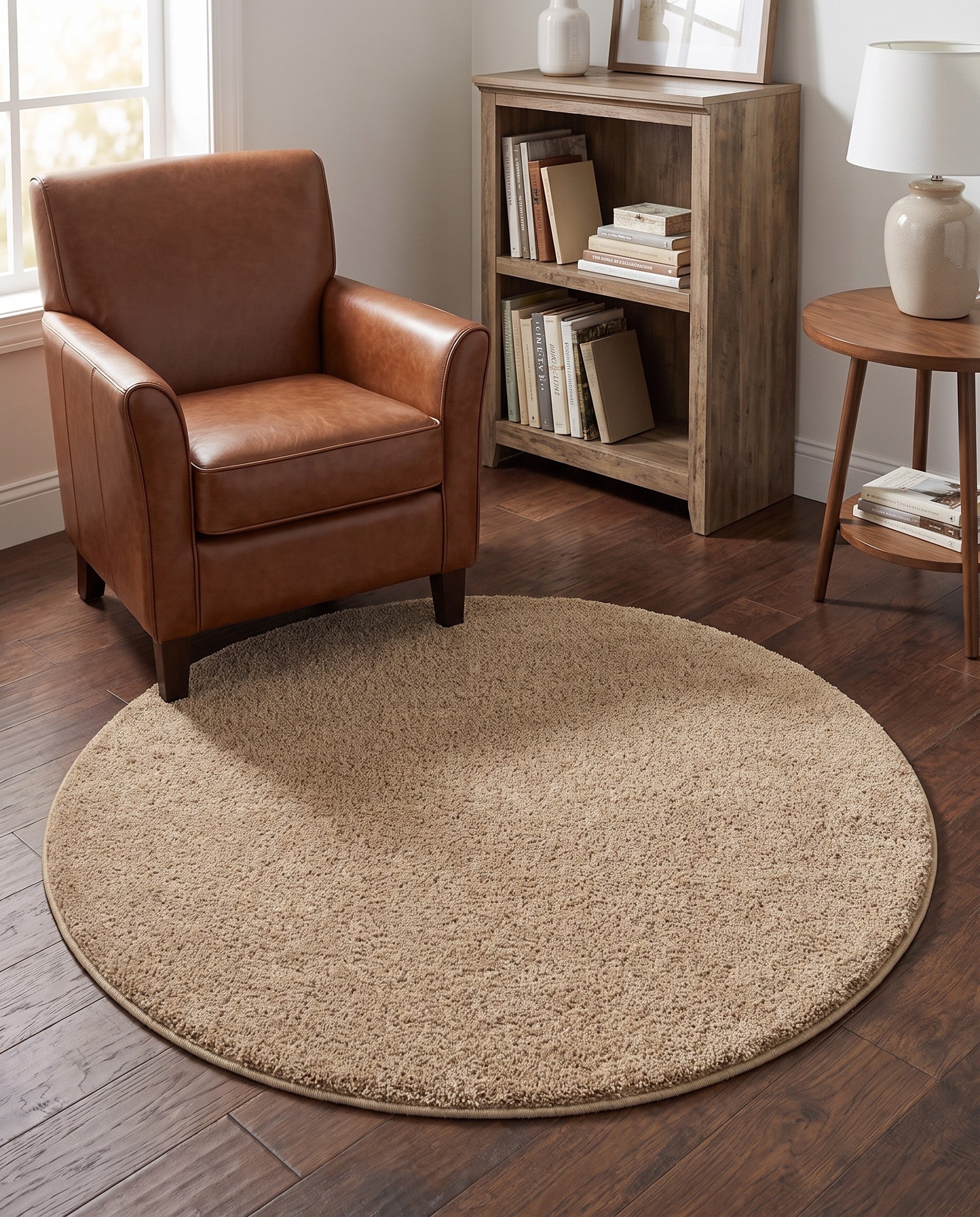 4' x 4' Soft Solid Shag Round Rug