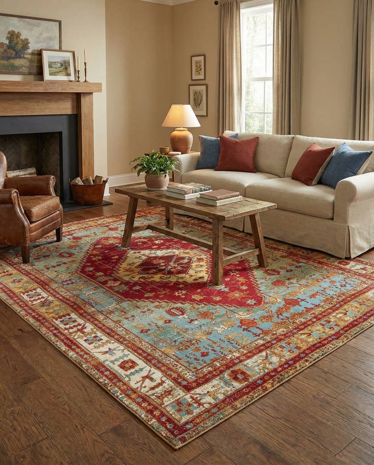 Detail image of 7' 10 x 10' Easy-Clean Traditional Indoor / Outdoor Rug