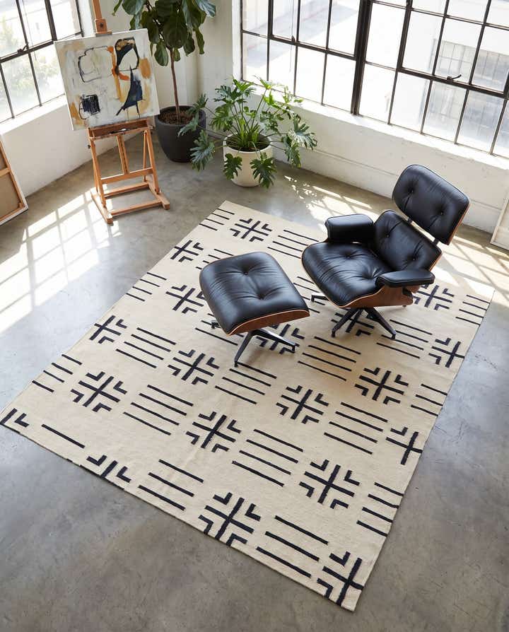 5' 4 x 6' 6 Hand Woven Kilim Modern Wool Square Rug