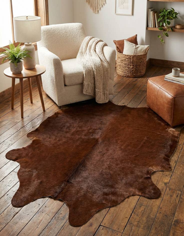 Detail image of 2' 2 x 2' 11 Cowhide Leather Rug