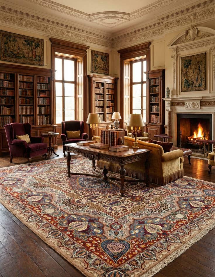 Detail image of 9' 10 x 12' 5  Hand Knotted Kashmar Persian Wool Rug