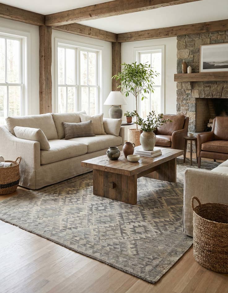 Detail image of 6' 4 x 9' 8  Hand Woven Kilim Maymana Wool Rug