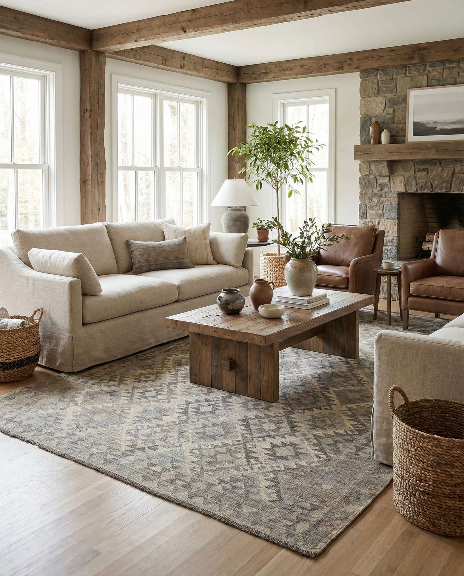 6' 4 x 9' 8 Hand Woven Kilim Maymana Wool Rug