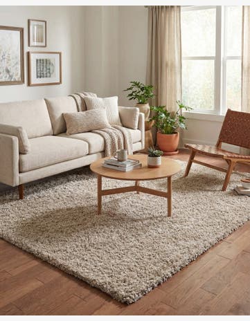 Taupe Solid Shag Square Rug