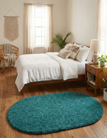 3' x 5' 3 Solid Shag Oval Rug