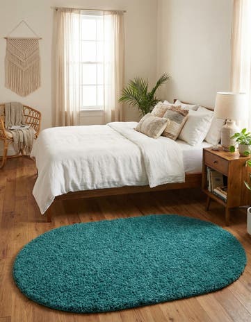 3' x 5' 3 Solid Shag Oval Rug