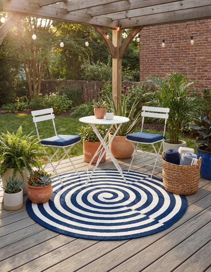 Detail image of 3' 3 x 3' 3  Hand Woven Eco Verse   Washable Indoor / Outdoor Round Rug