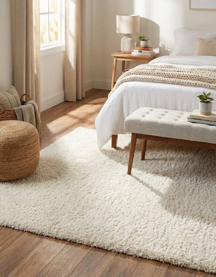 Detail image of  5' 3 x 5' 3 Solid Shag Square Rug