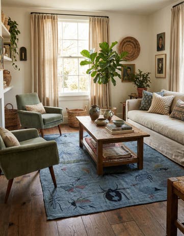4' 10 x 6' 7 Hand Woven Kilim Suzani Wool Rug