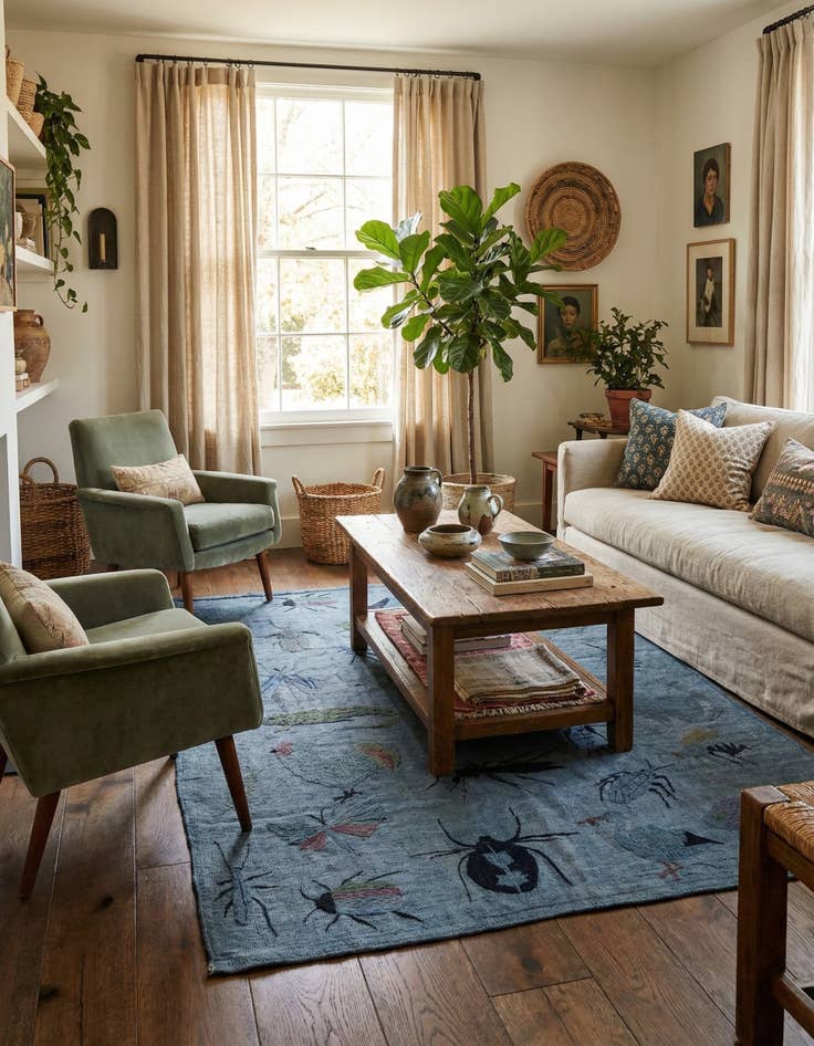 Detail image of 4' 10 x 6' 7  Hand Woven Kilim Suzani Wool Rug