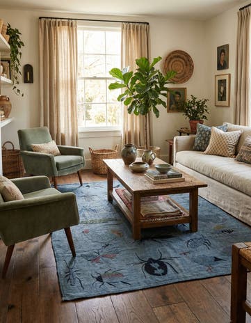 4' 10 x 6' 7 Hand Woven Kilim Suzani Wool Rug