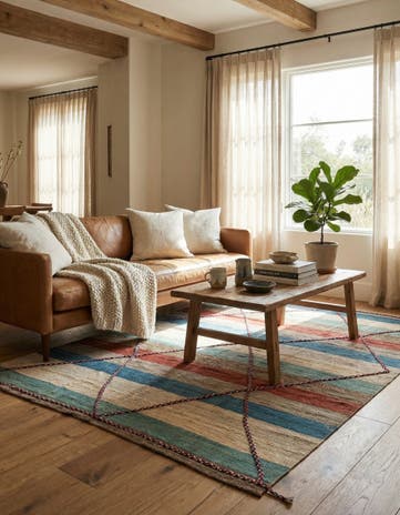 6' 5 x 8' 1 Hand Woven Kilim Modern Wool Rug