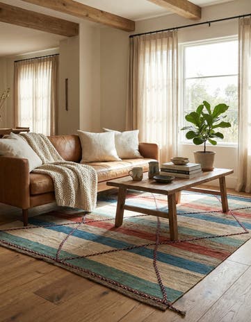 6' 5 x 8' 1 Hand Woven Kilim Modern Wool Rug