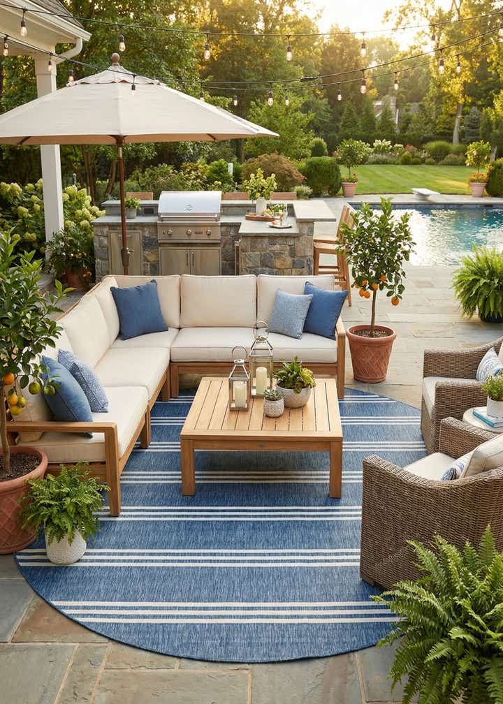 13' x 13' Easy-Clean Jill Zarin Anguilla Indoor / Outdoor Round Rug