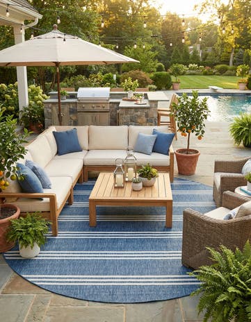 13' x 13' Easy-Clean Jill Zarin Anguilla Indoor / Outdoor Round Rug
