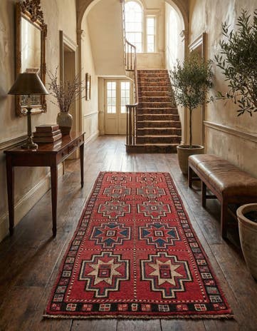 3' 10 x 8' 7 Hand Knotted Shiraz Persian Wool Runner Rug
