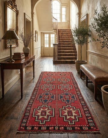3' 10 x 8' 7 Hand Knotted Shiraz Persian Wool Runner Rug