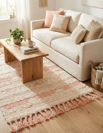 Baby Pink Hand Woven Arizona Wool Rug