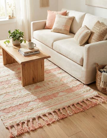 Baby Pink Hand Woven Arizona Wool Rug