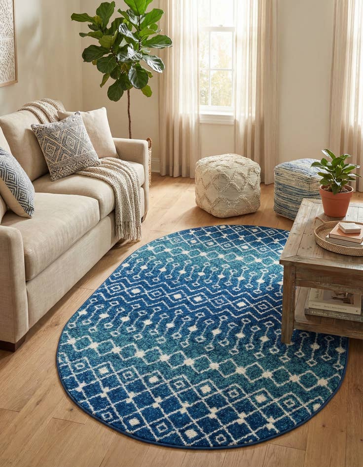 Detail image of  4' x 6' Moroccan Trellis Oval Rug