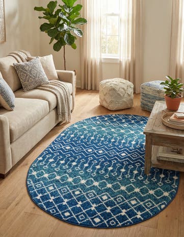 4' x 6' Moroccan Trellis Oval Rug