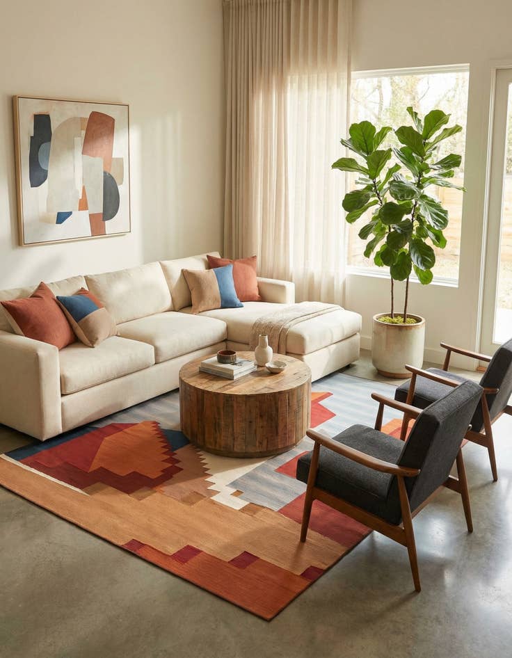 Detail image of  9' x 12'  Washable Modern Indoor / Outdoor Rug