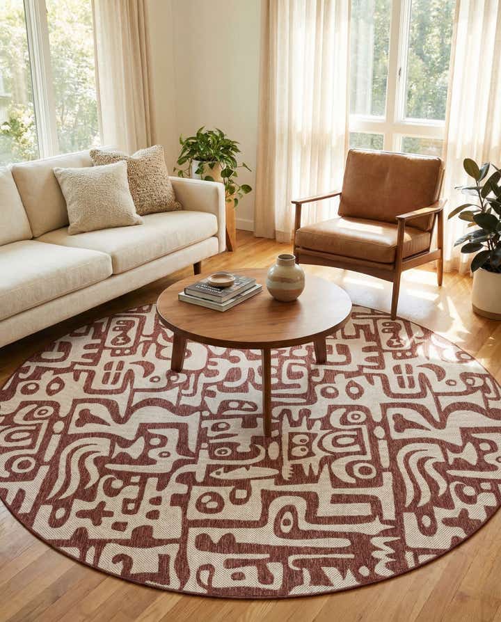 10' x 10' Easy-Clean Modern Indoor / Outdoor Round Rug