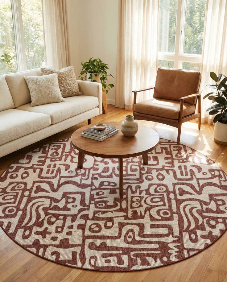 Detail image of 10' x 10' Easy-Clean Modern Indoor / Outdoor Round Rug