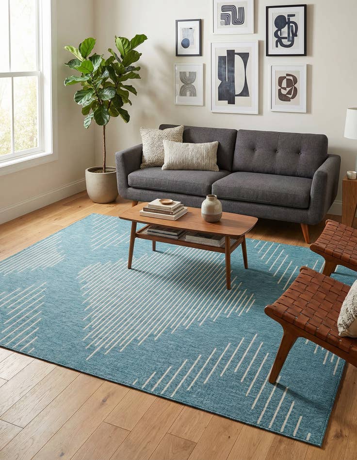 Detail image of  6' x 9'  Washable Modern Indoor / Outdoor Rug