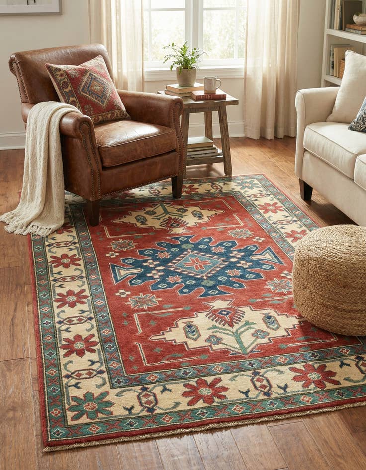 Detail image of 3' 10 x 5' 10  Hand Knotted Kazak Rug