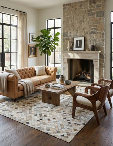 5' x 7' 10 Cowhide Leather Rug