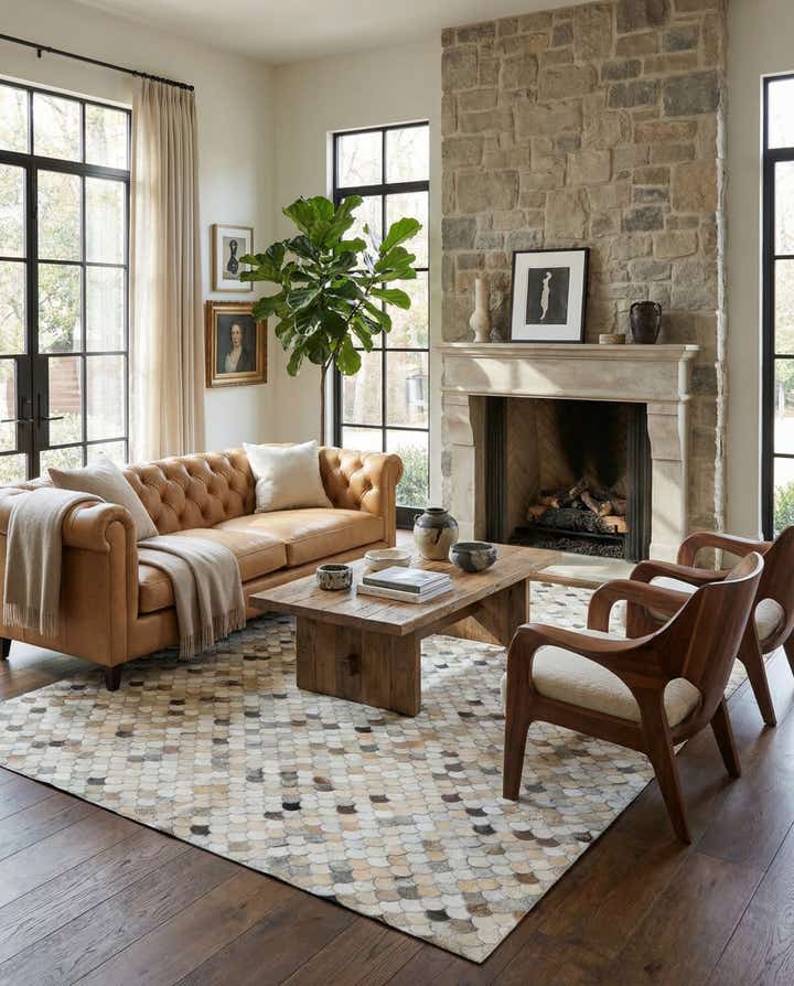 5' x 7' 10 Cowhide Leather Rug