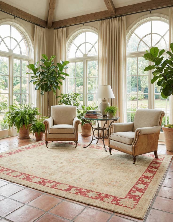 Detail image of  6' 6 x 7' 10  Hand Knotted Peshawar Ziegler Rug